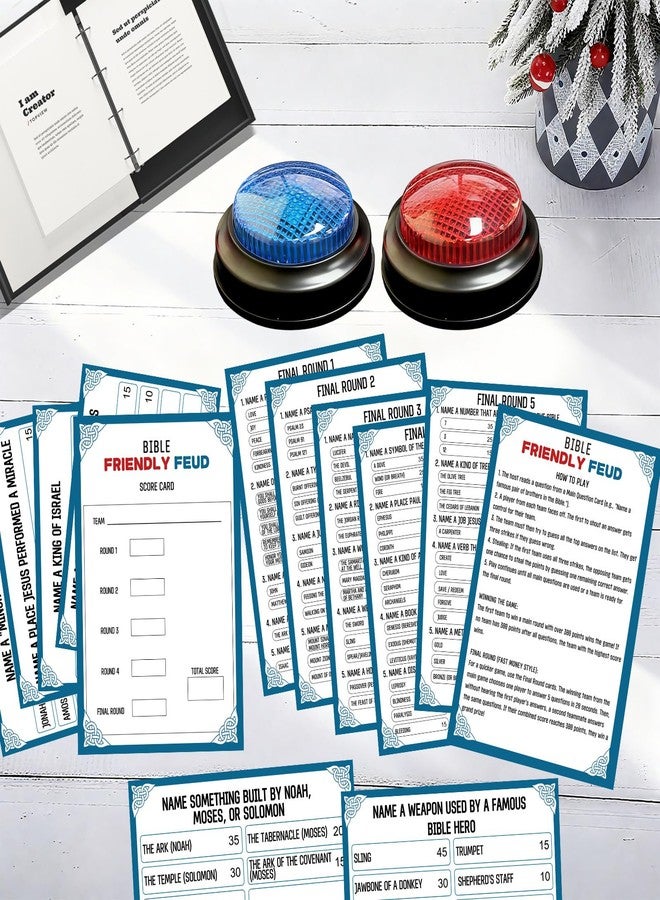 IIDEA Christian Bible Family Feud Game with 2 Buzzers,Religious Trivia Quiz Card Game for Church Groups,Easter Parties,Team Building & Family Game Night - Image 3